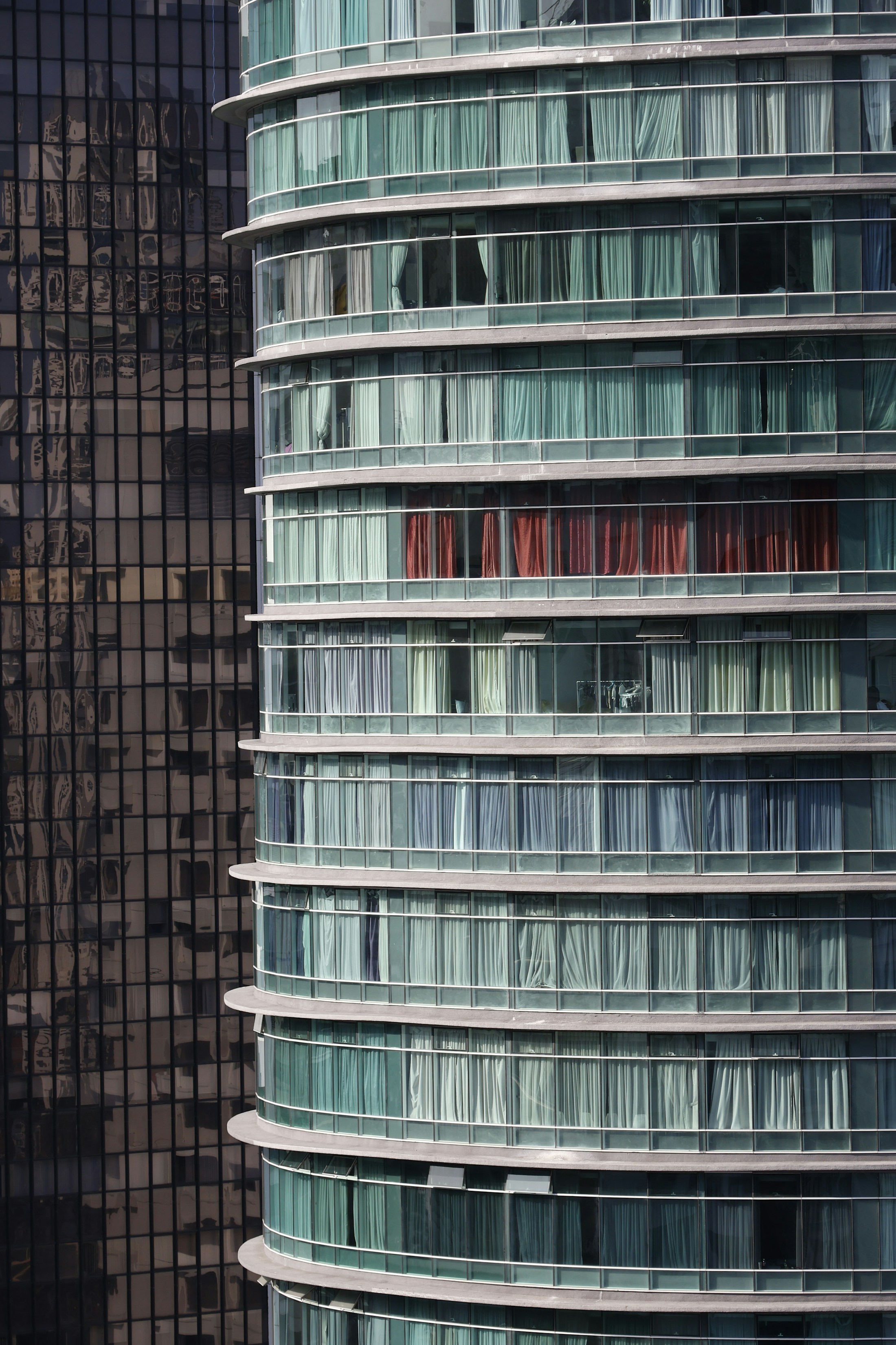 Detail of a modern glass building facade
